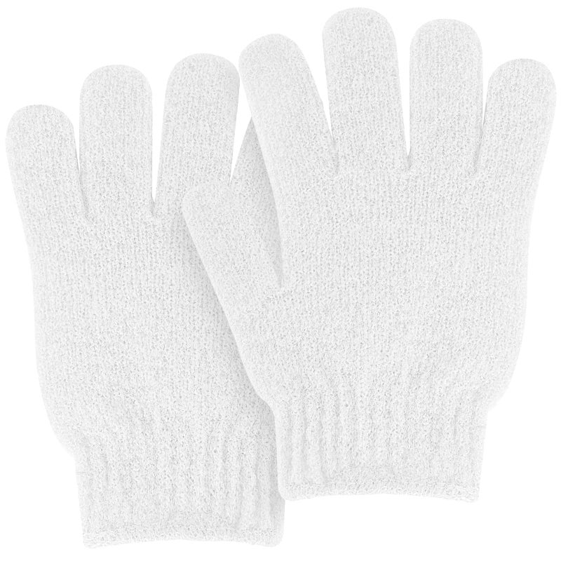 MOLOPPO Bath Glove 2 PCS Use Loofah Sponge Exfoliating Body Scrubber Deep Cleansing Removes Dead Skin for Both Women and Men(White) - Image 1